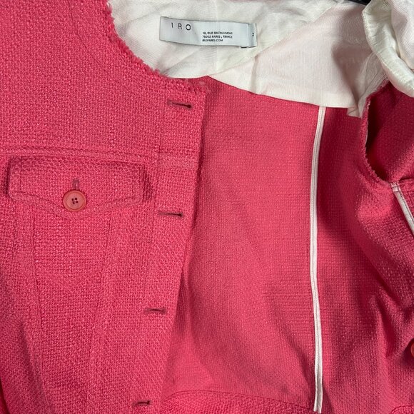 IRO Felicity Cotton Stretch Tweed Boucle Textured Knit BlazerJacket Pink size 10 - Picture 11 of 16